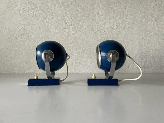 Space Age Blue Metal Spot Wall Lamps, 1970s-RDS-1188655