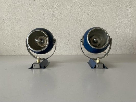 Space Age Blue Metal Spot Wall Lamps, 1970s-RDS-1188655