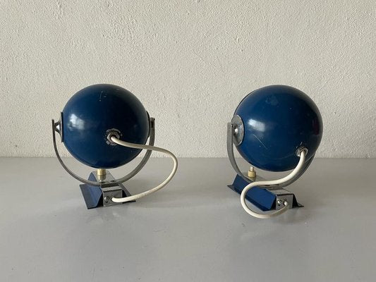 Space Age Blue Metal Spot Wall Lamps, 1970s-RDS-1188655