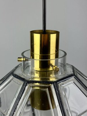 Space Age Ceiling Lamp in Glass & Brass from Glashütte Limburg Germany, 1970s-EJL-2022444