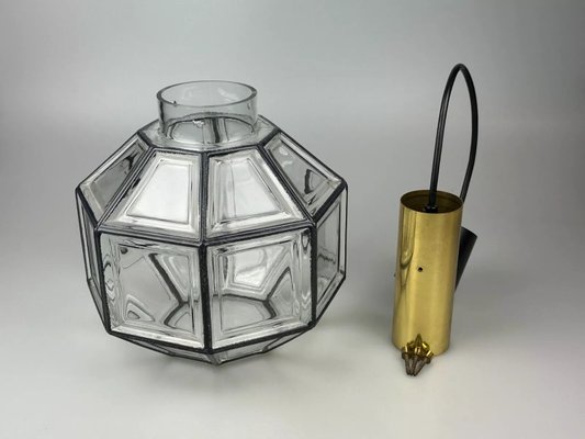 Space Age Ceiling Lamp in Glass & Brass from Glashütte Limburg Germany, 1970s-EJL-2022444