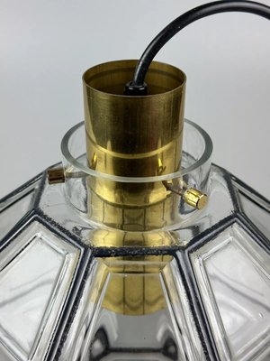 Space Age Ceiling Lamp in Glass & Brass from Glashütte Limburg Germany, 1970s-EJL-2022444