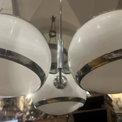 Space Age Ceiling Light in Metal and White Plastic from Stilux Milano, 1960s-NMK-1791444