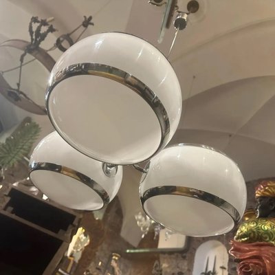 Space Age Ceiling Light in Metal and White Plastic from Stilux Milano, 1960s-NMK-1791444