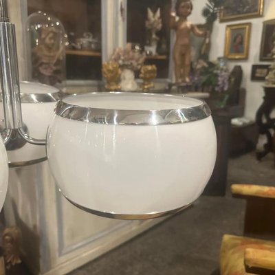 Space Age Ceiling Light in Metal and White Plastic from Stilux Milano, 1960s-NMK-1791444