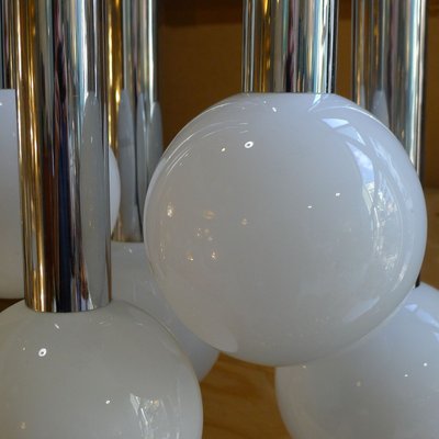 Space Age Chrome Cascade Ceiling Lamp with Opaline Glass Globes from Staff, 1970s-VRE-764105