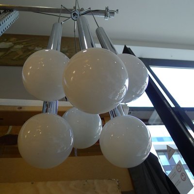 Space Age Chrome Cascade Ceiling Lamp with Opaline Glass Globes from Staff, 1970s-VRE-764105