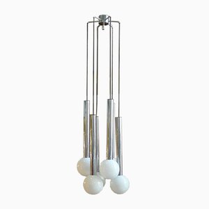 Space Age Chrome Cascade Ceiling Lamp with Opaline Glass Globes from Staff, 1970s-VRE-764105