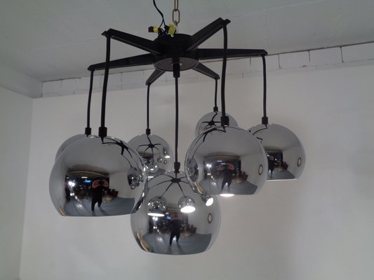 Space Age Chrome-Plated Ceiling Lamp, 1960s-RDW-690479