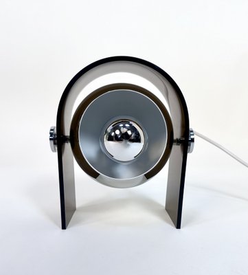 Space Age Chromed Ball and Acrylic Glass Table Lamp, Italy, 1970s-JP-1812432