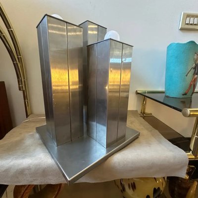 Space Age Chromed Metal Italian Square Table Lamp, 1970s-NMK-1778417