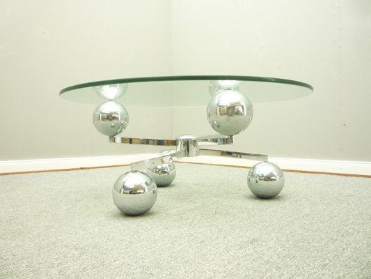 Space Age Coffee Table in Chrome and Glass, 1960s-UG-1336142