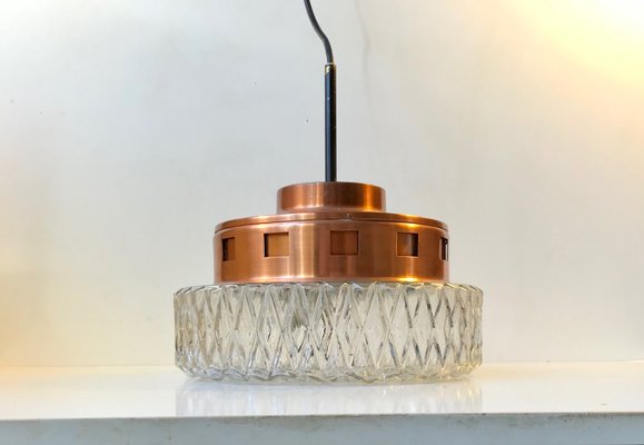 Space Age Copper and Crystal Ceiling Lamp from Orrefors, 1960s-LCR-673251