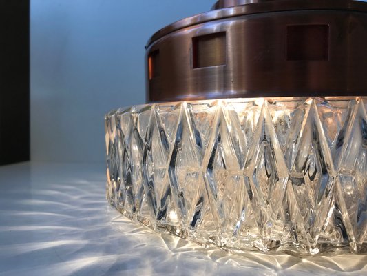 Space Age Copper and Crystal Ceiling Lamp from Orrefors, 1960s-LCR-673251