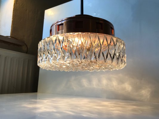 Space Age Copper and Crystal Ceiling Lamp from Orrefors, 1960s-LCR-673251