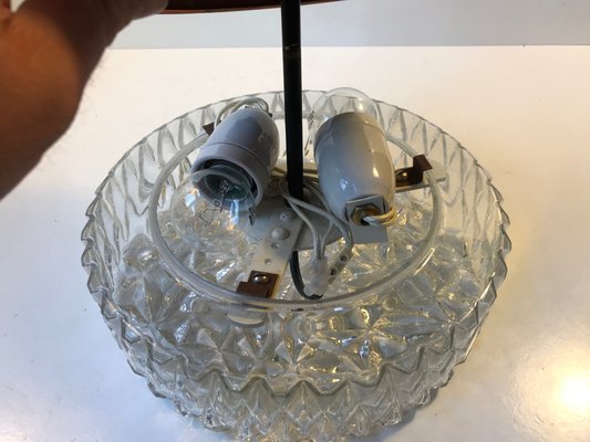 Space Age Copper and Crystal Ceiling Lamp from Orrefors, 1960s-LCR-673251