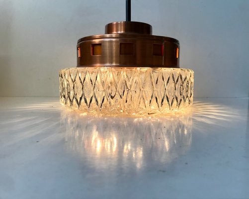 Space Age Copper and Crystal Ceiling Lamp from Orrefors, 1960s-LCR-673251