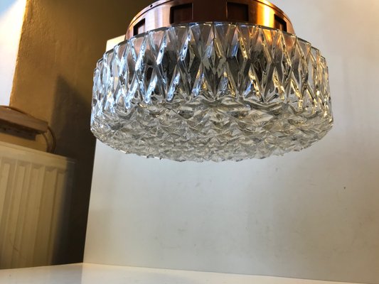 Space Age Copper and Crystal Ceiling Lamp from Orrefors, 1960s-LCR-673251