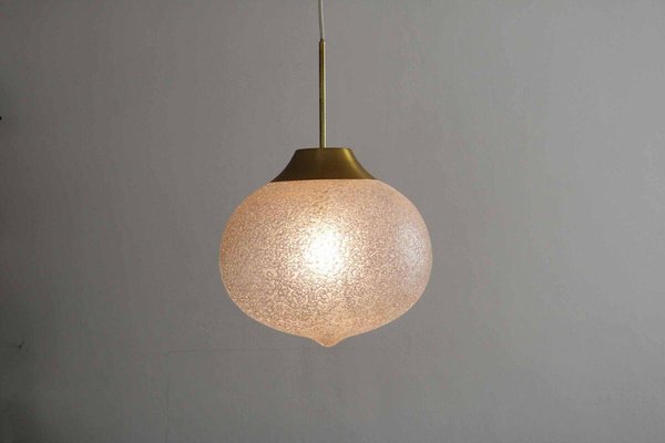 Space Age Drop Pendant Lamp in Brass and Ice Glass by Panton, 1970s-FJP-1717695