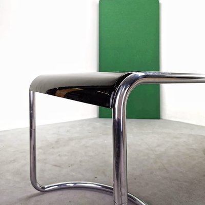 Space Age Febo Desk with Chromed Tubular Frame and Black Lacquered Wood Top by Giotto Stoppino for Driade, 1970s-PRS-1749476