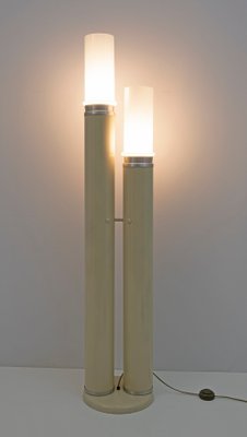 Space Age Floor Lamp in Opaline Glass & Lacquered Metal, 1970s-FER-1360496