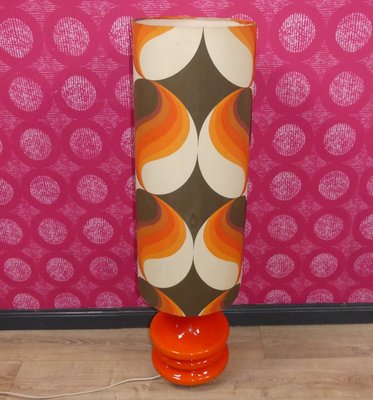 Space Age Floor Lamps Classic Orange Illuminated Glass Base, 1970s, Set of 2-AFE-2033696