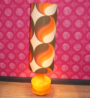 Space Age Floor Lamps Classic Orange Illuminated Glass Base, 1970s, Set of 2-AFE-2033696