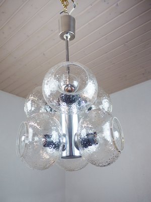 Space Age Glass and Chrome Chandelier from VEB Deutsche Werkstätten Hellerau, 1960s-DEK-552101