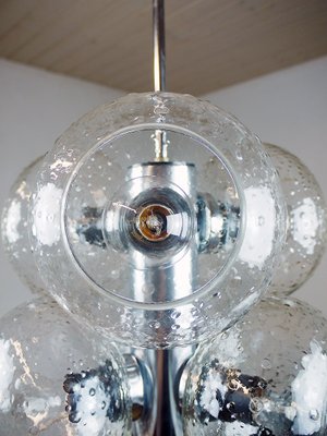 Space Age Glass and Chrome Chandelier from VEB Deutsche Werkstätten Hellerau, 1960s-DEK-552101