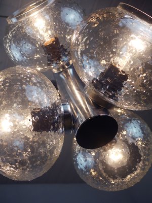 Space Age Glass and Chrome Chandelier from VEB Deutsche Werkstätten Hellerau, 1960s-DEK-552101