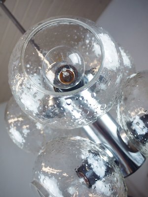 Space Age Glass and Chrome Chandelier from VEB Deutsche Werkstätten Hellerau, 1960s-DEK-552101