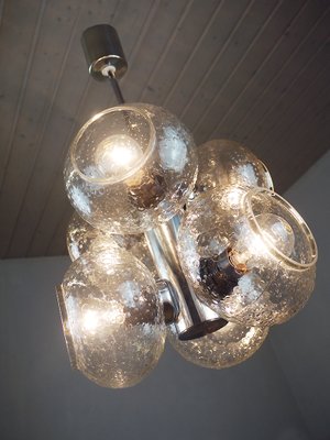 Space Age Glass and Chrome Chandelier from VEB Deutsche Werkstätten Hellerau, 1960s-DEK-552101