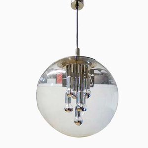 Space Age Glass and Chrome Sputnik Pendant Lamp from Leclaire & Schäfer, 1970s-DEK-549616