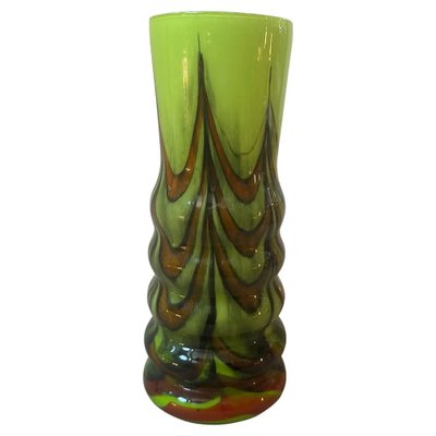 Space Age Green, Brown and Black Opaline Vase attributed to Carlo Moretti, 1970s-NMK-1793444