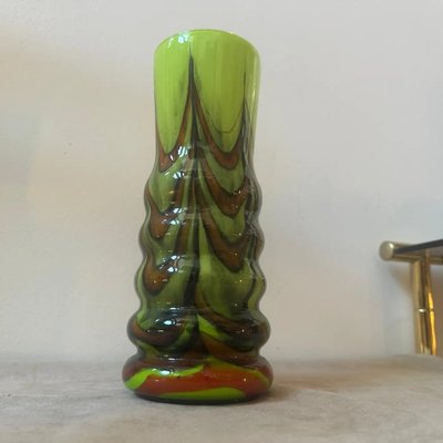 Space Age Green, Brown and Black Opaline Vase attributed to Carlo Moretti, 1970s-NMK-1793444