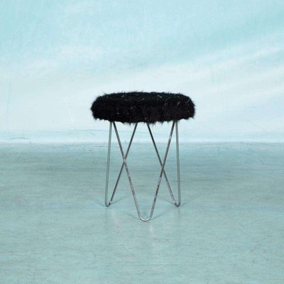 Space Age Hairpin Fluffy Stool, 1970s-HGA-2032002