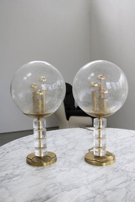 Space Age Ice Glass Table Lamp in Brass and Acrylic Glass, 1970s-FJP-1817163