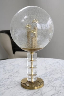 Space Age Ice Glass Table Lamp in Brass and Acrylic Glass, 1970s-FJP-1817163