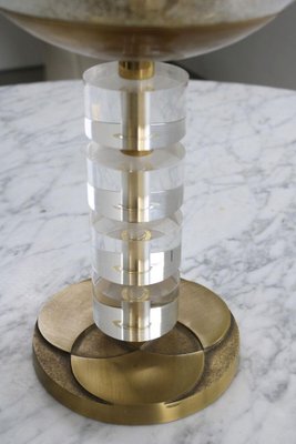 Space Age Ice Glass Table Lamp in Brass and Acrylic Glass, 1970s-FJP-1817163