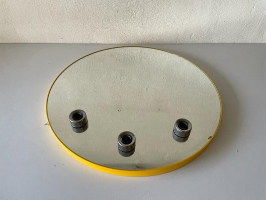 Space Age Illuminated Yellow Round Wall Mirror from Gedy, Italy, 1970s-RDS-1249739