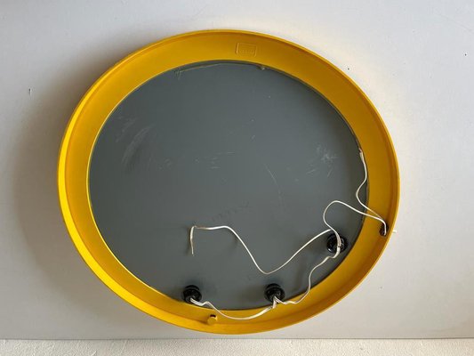 Space Age Illuminated Yellow Round Wall Mirror from Gedy, Italy, 1970s-RDS-1249739