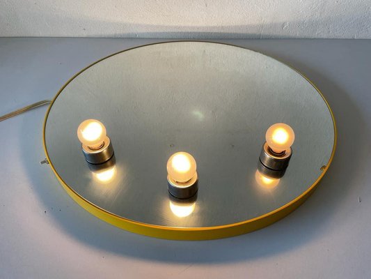 Space Age Illuminated Yellow Round Wall Mirror from Gedy, Italy, 1970s-RDS-1249739