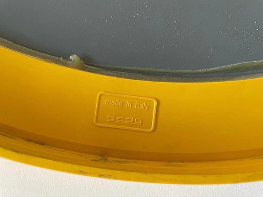 Space Age Illuminated Yellow Round Wall Mirror from Gedy, Italy, 1970s-RDS-1249739