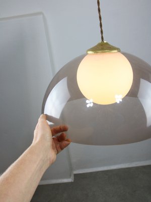 Space-Age Italian Brass, Opaline and Acrylic Glass Pendant Lamp-HGJ-1756929