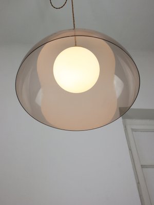 Space-Age Italian Brass, Opaline and Acrylic Glass Pendant Lamp-HGJ-1756929