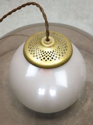 Space-Age Italian Brass, Opaline and Acrylic glass Pendant Lamp-HGJ-1757218