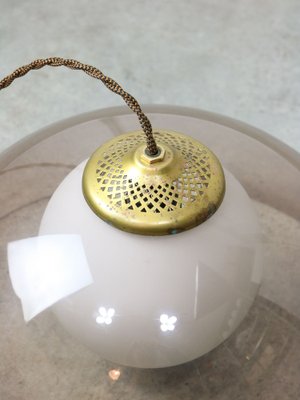 Space-Age Italian Brass, Opaline and Acrylic Glass Pendant Lamp-HGJ-1756929