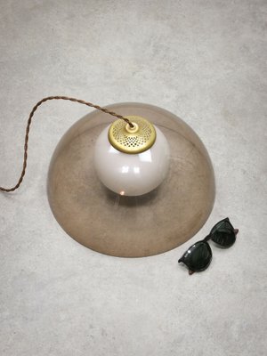 Space-Age Italian Brass, Opaline and Acrylic glass Pendant Lamp-HGJ-1757218