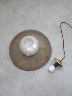 Space-Age Italian Brass, Opaline and Acrylic glass Pendant Lamp-HGJ-1757218