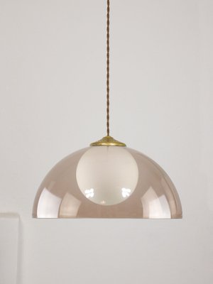 Space-Age Italian Brass, Opaline and Acrylic Glass Pendant Lamp-HGJ-1756929